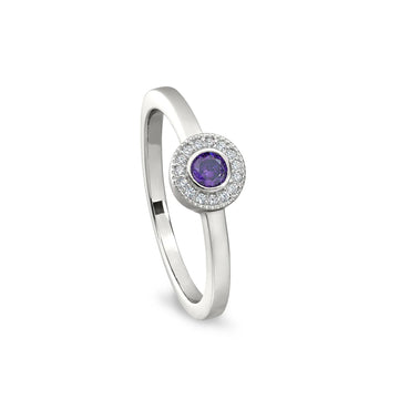 Add-A-Birthstone Sterling Silver Simulated Gemstone & Diamond Rings